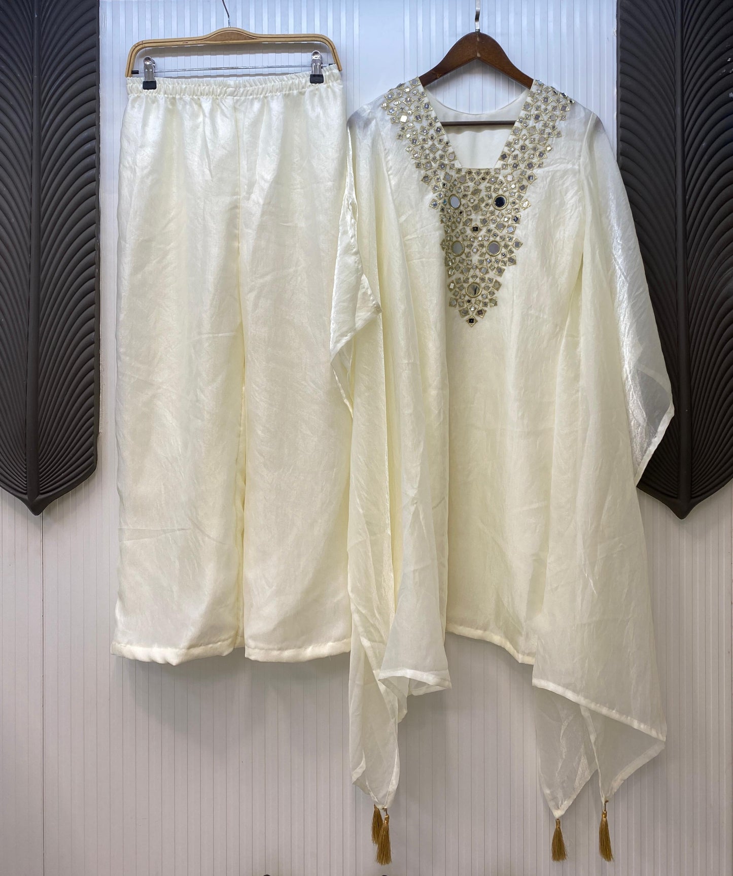 ✅ Product Name (Shopify Title):
✨ Designer Fendy Fabric Suit Set with Real Mirror Embroidery & Palazzo