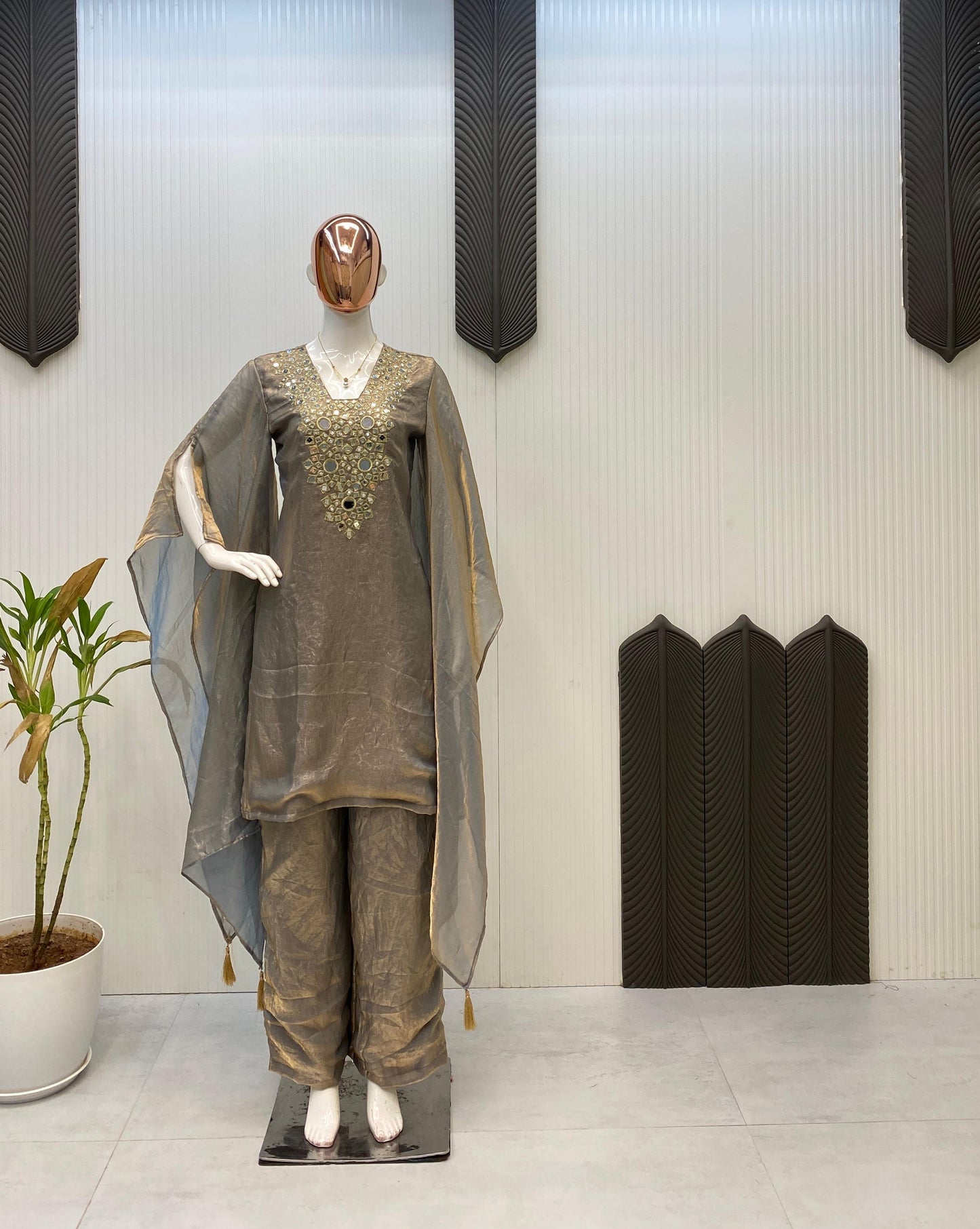 ✅ Product Name (Shopify Title):
✨ Designer Fendy Fabric Suit Set with Real Mirror Embroidery & Palazzo