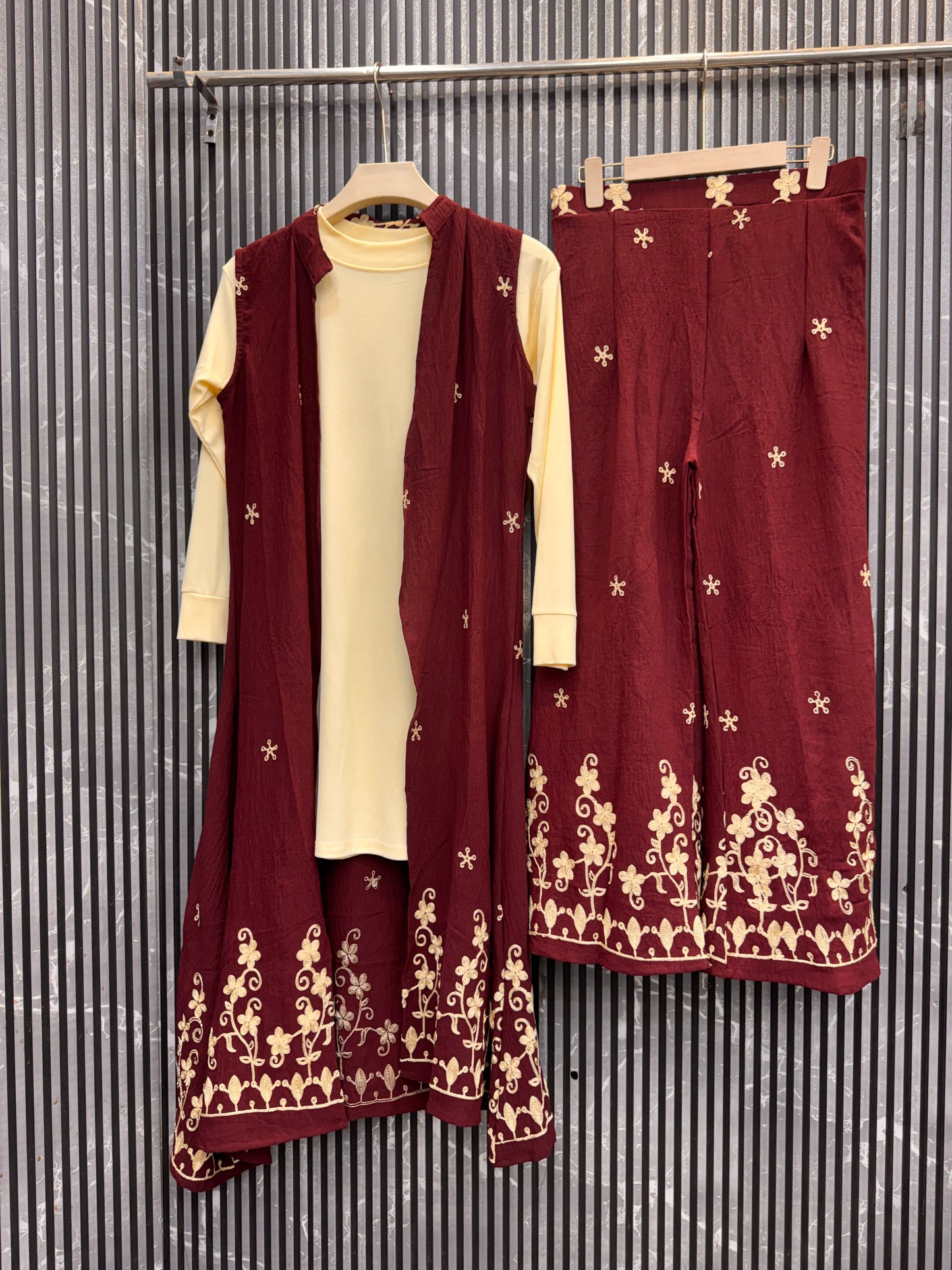 Elegant 3-Piece Designer Co-ord Set with Long Jacket