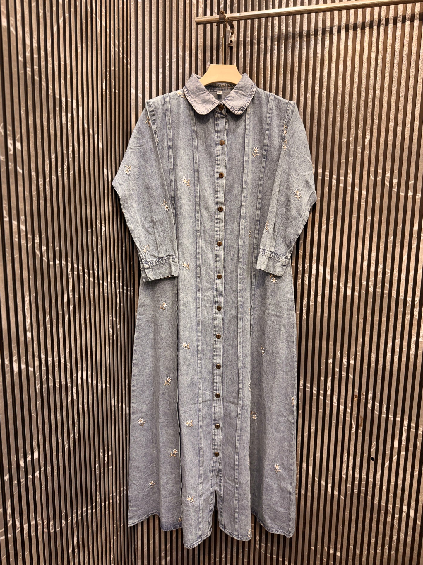 Luxury Imported Denim Fully Embroidered Long Midi (1012)