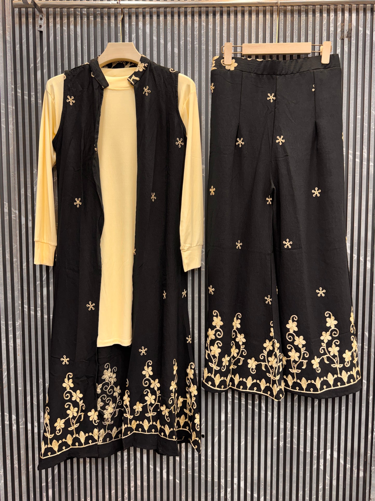 Elegant 3-Piece Designer Co-ord Set with Long Jacket