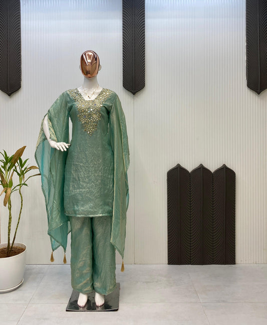 ✅ Product Name (Shopify Title):

✨ Designer Fendy Fabric Suit Set with Real Mirror Embroidery & Palazzo