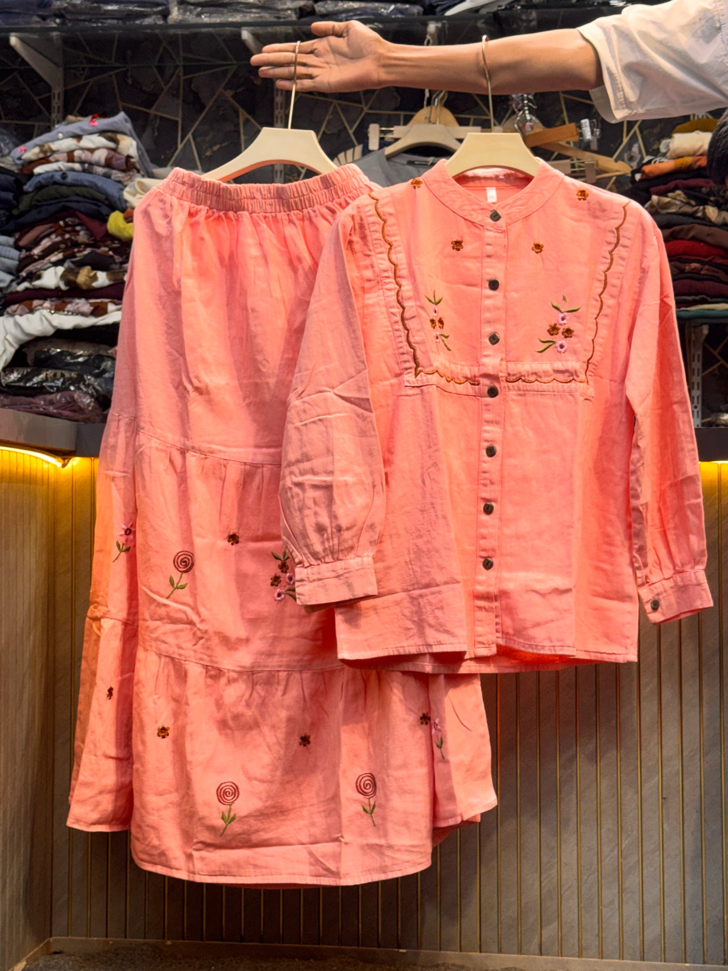 ✨Premium Korean Co-Ord Set with Denim Fabric & Flared Sharara😍 1013