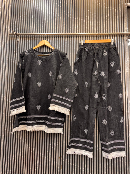 Premium Kashmiri Embroidery Denim Co-ord Set