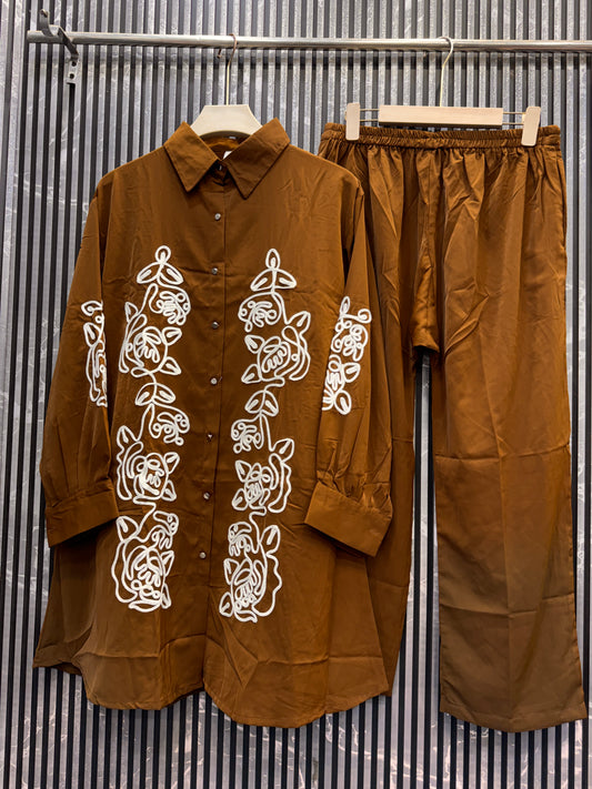 Luxury Armani Fabric Embroidered Co-ord Set
